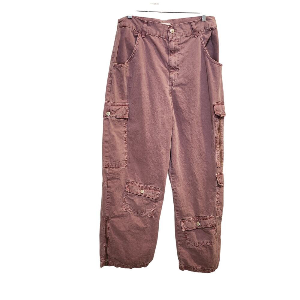 Topshop Soft Rose Pink Streetwear Baggy High Rise Wide Leg Trouser Pants Size 10
